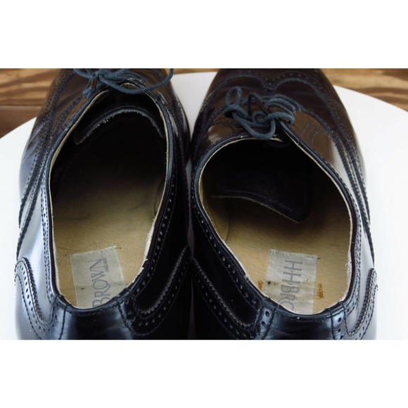 H.H. Brown Shoes Size 10.5 M Black Wingtip Oxfords Leather Men 3049X - Picture 6 of 9